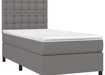 Łóżko kontynentalne z materacem ciemnoszara tkanina 90x190 cm WM-3135158