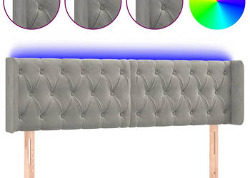 Zagłówek do łóżka z LED jasnoszary 163x16x78/88 cm aksamit WM-3123626