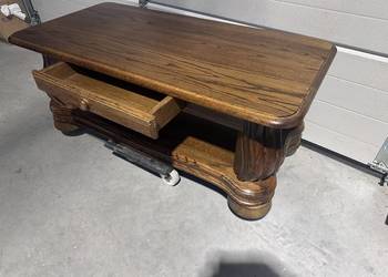 Masywna dębowa ława z szufladką 128cm