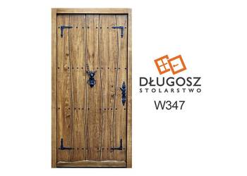 Drzwi DŁUGOSZ drewniane zewnętrzne góralskie retro szczotkowane GOTOWE