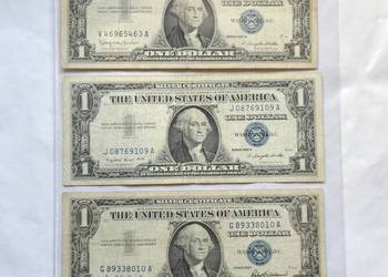 O nr 5 – USA 1 Dollar Silver Certificate 1957 / 1957A – 3 szt.