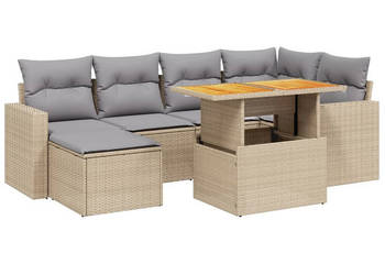 11-cz. zestaw mebli ogrodowych z poduszkami szary rattan PE WM-3274593