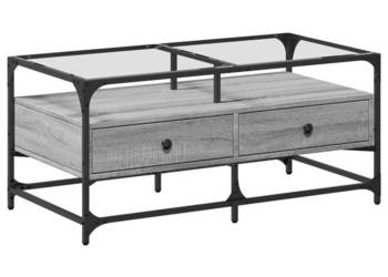 Stolik kawowy ze szklanym blatem szary dąb sonoma 985x50x45cm WM-846047