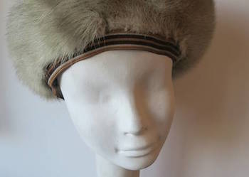 Czapka z norki. Beret z norek. Norka szara futro natural 12