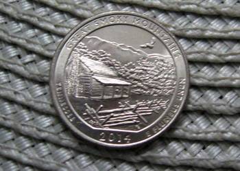 USA 25 Cent 2014r - D - Parki USA - GREAT SMOKY MOUNTAINS