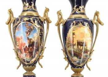 Piękny Zestaw Porcelanowy - Waza Amfora Wazon - Okute Brąz Złocony