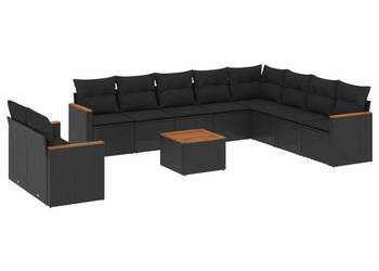11-cz. zestaw wypoczynkowy do ogrodu poduszki czarny rattan PE WM-3226118