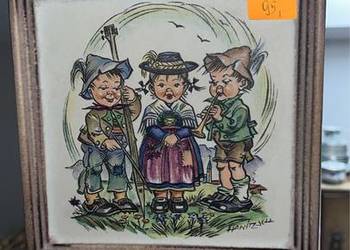 Obrazek porcelana-  Dziecięca Orkiestra. Do powieszenia.