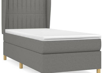Łóżko kontynentalne z materacem ciemnoszara tkanina 80x200 cm WM-3128638
