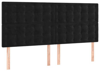 Zagłówek do łóżka z LED czarny 200x5x118/128 cm aksamit WM-3122926