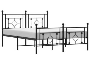Metalowa rama łóżka z wezgłowiem i zanóżkiem czarna 140x190cm WM-374357