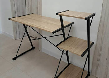 Biurko komputerowe loft z półkami 116 cm składane