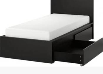 Łóżko MALM Ikea czarne  pojedyncze