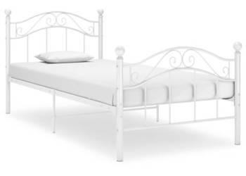 Łóżko Metalowe Białe Rama Łóżka Ze Stelażem Biała 100 x 200 cm WM-324992