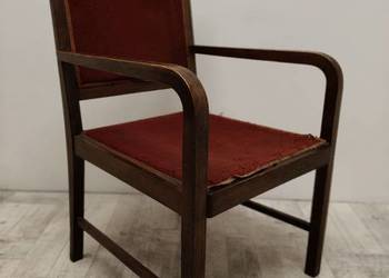 fotel krzesło art Deco drewniany z podłokietnikiem stary tron
