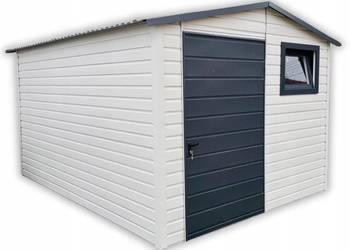 Schowek ogrodowy 2,5x3 biały + antracyt dach dwuspadowy drzwi okno
