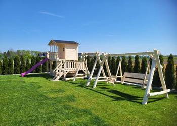 Plac zabaw z domkiem domek dla dzieci huśtawki montaż gratis