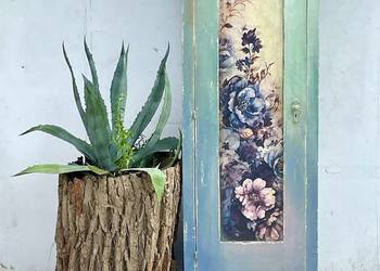 Szafa jednodrzwiowa vintage niebieska shabby chic