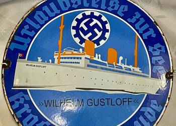 Niemiecki okręt - WILHELM GUSTLOFF, emaliowany szyld reklamowy