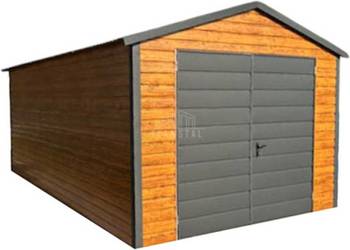 Garaż blaszany 4x6m Brama dwuskrzydłowa  drewnopodobny TS1143