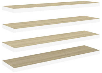 Półki ścienne 4 szt. dębowo-białe 90x235x38 cm MDF WM-326584