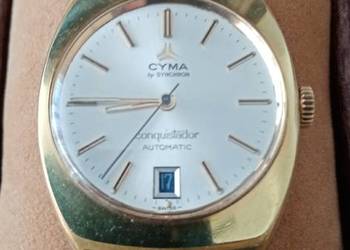 Zegarek Cyma Conquistadors automatic vintage grubo złocony