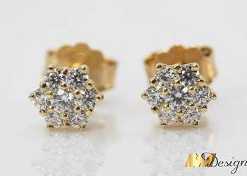 Złote kolczyki 585 z cyrkoniami – na sztyft