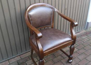 Stary Fotel Krzesło Dębowy Gabinetowy Antyk Po Renowacji Okazja.
