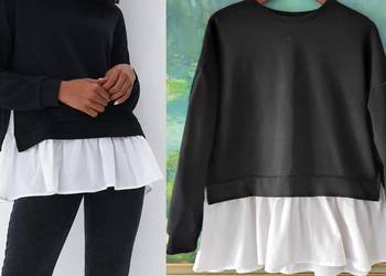 Mohito bluza z koszulą  sweter z falbanką koszulowa elegancka casual