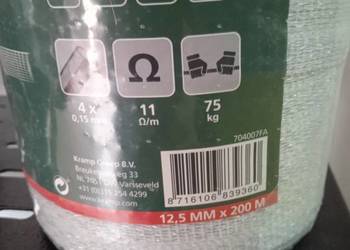 Taśma farma 200m 12,5mm biała do pastucha