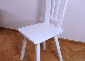 Krzesło drewniane białe nowa farba akrylowa
