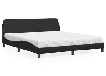 Łóżko z materacem czarne sztuczna skóra 180x200 cm WM-3208457