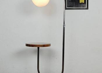 Lampa stojąca Art Deco Bauhaus Chrom orzech włoski