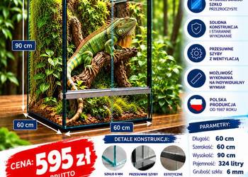 Terrarium szklane 60x60x90 cm – szkło 6 mm – producent Trans-Glass