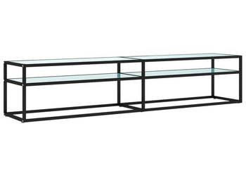 Szafka pod TV biały marmur 200x40x405 cm szkło hartowane WM-331728