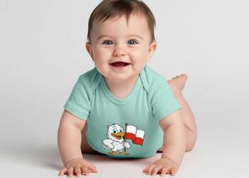Body niemowlęce premium z krótkim rękawem Polska Orzełek z flagą Polski
