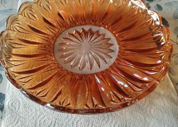 PRL patera carnival glass iryzowana art deco duża