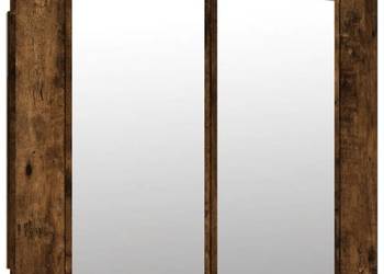 vidaXL Szafka łazienkowa z lustrem, przydymiony dąb（SKU:822841）