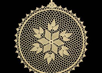 Zawieszka ozdoba na okno szydełkowa 28cm ecru (Z143)