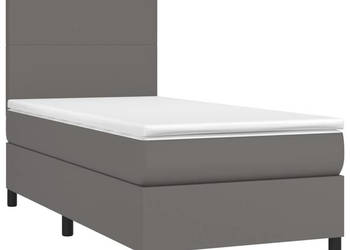 Łóżko kontynentalne z materacem i LED szara ekoskóra 100x200cm WM-3135811