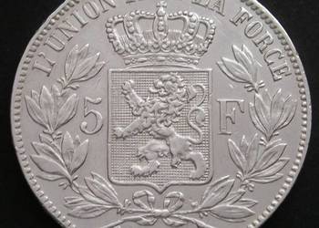 Belgia 5 franków 1876 - Leopold II - srebro