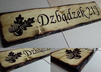 Grawer na desce wypalanie na drewnie logo szyld drewniany reklama
