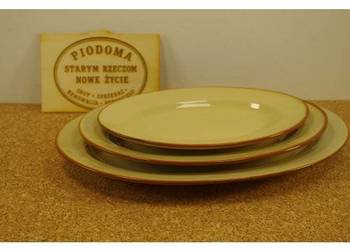 Komplet 3 półmisków porcelanowych Wałbrzych – fason hotelowy, kremowa porce