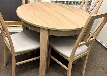 Okrągły rozkładany stół (95-195cm)+ 4 krzesła.