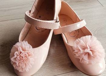 Buty baleriny baletki dziewczęce pudrowy brudny róż na rzepy 30