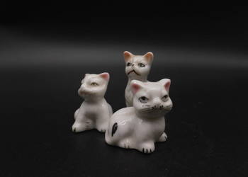 Ceramiczne figurki miniaturki koty 3szt.
