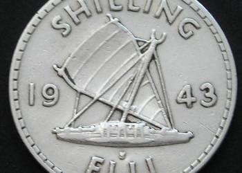 FIDŻI / FIJI  1 SHILLING 1943 - JERZY VI - SREBRO