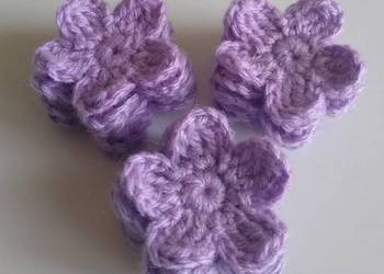 Aplikacje kwiaty, kwiatki szydełkowe Handmade zestaw 15 sztuk Fioletowy