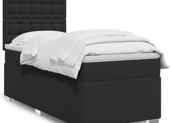 Łóżko z Materacem Kontynentalne Czarne Ekoskóra 100x200 cm WM-3290708