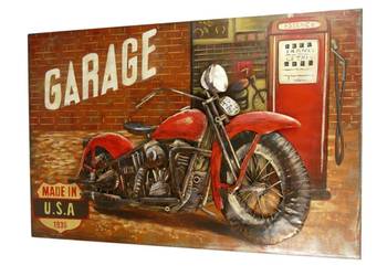 Obraz metalowy 3D Harley Garage duży 120/80 cm Obraz metalowy 3D Harley Garage duży 120/80 cm